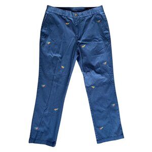 Vineyard Vines Slim Fit Breaker Pants 34X30 Blue w/ Fly Fishing Embroidered Deta